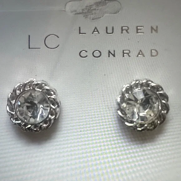LC Lauren Conrad Silver Woven Stud Earrings - Picture 1 of 3